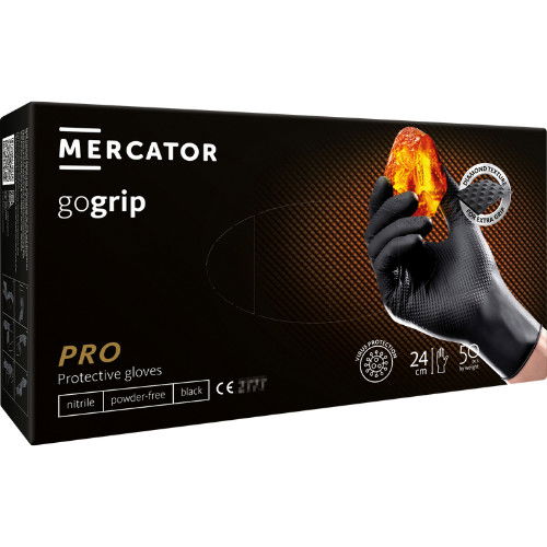 Mercator Gogrip Pro Egyszerhasználatos Nitril Púdermentes Fekete 50 db/Doboz termék fő termékképe
