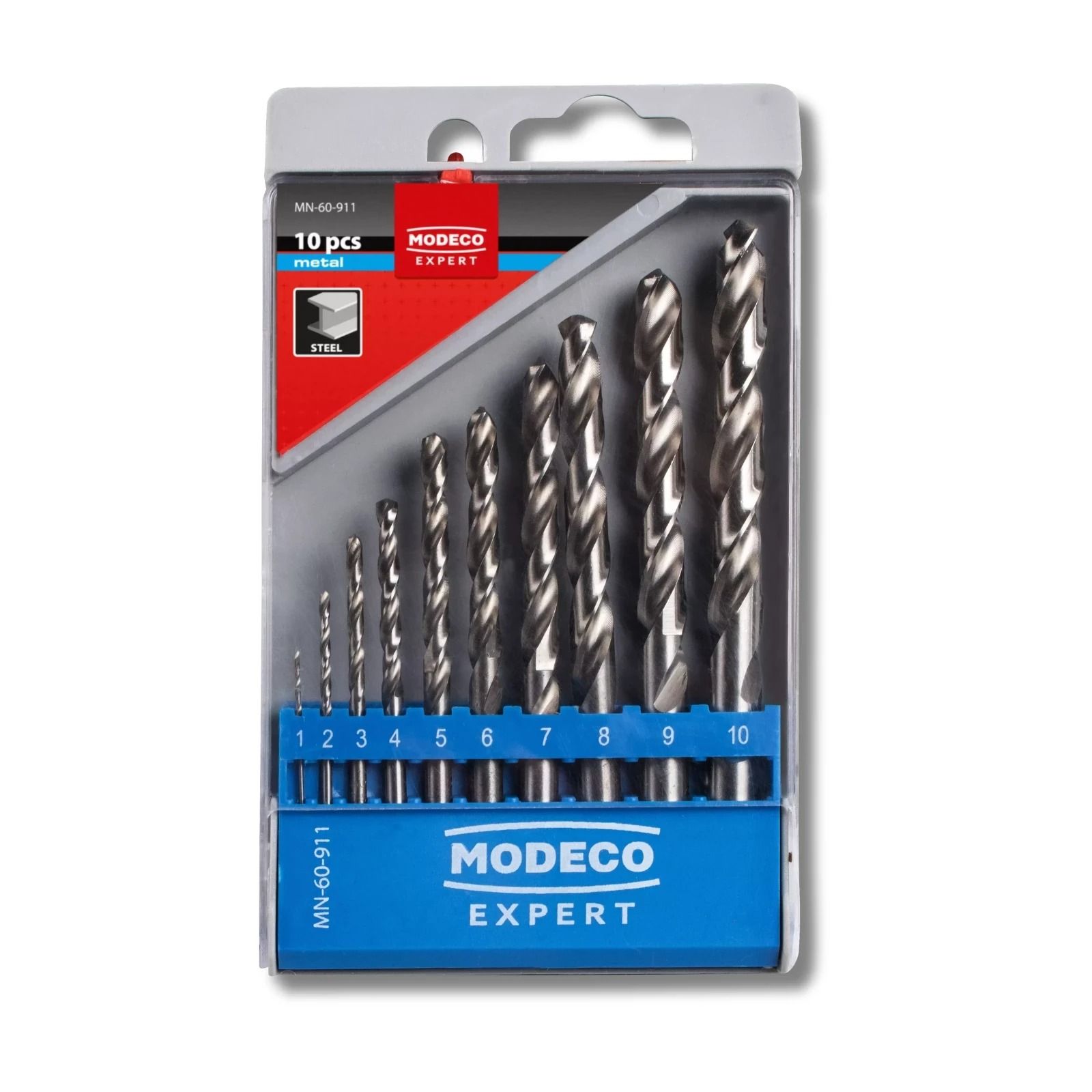MODECO Expert Hengeresszárú Csigafúró Köszörült HSS M2 10 db  1-10 mm Műanyag Dobozban termék fő termékképe