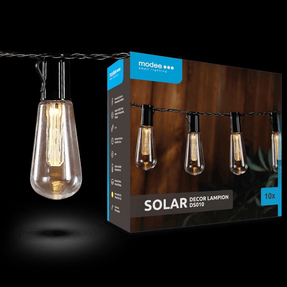 Modee Lighting LED Szolár Napelemes Dekor Kerti Lampiom  4,7 m 10 db termék fő termékképe