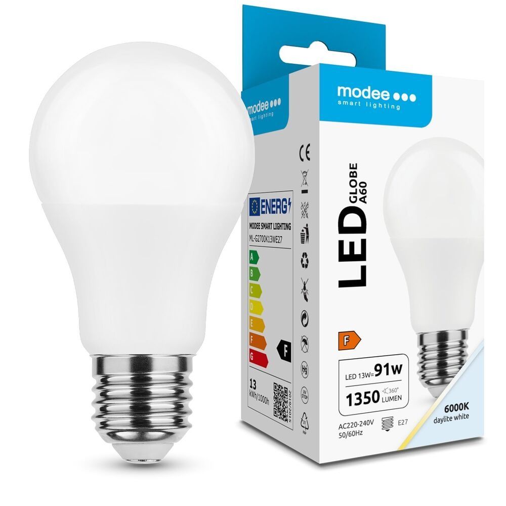 Modee Lighting LED Izzó Globe Tejüveg Gömb  A60 13W E27 200° 6000K  1350 Lumen 120*60 mm termék fő termékképe