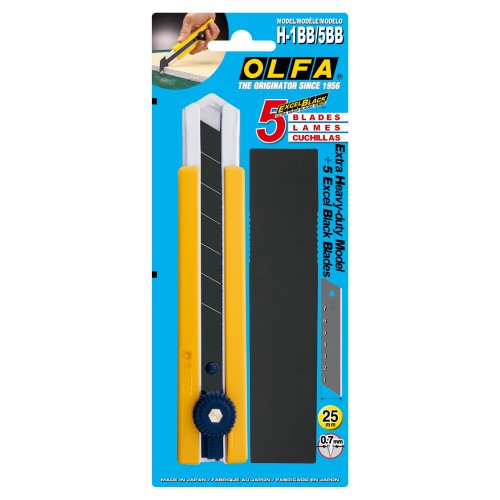 Olfa Kés Műanyag Fogantyú 25 mm Penge Fekete + 5 db Penge termék fő termékképe