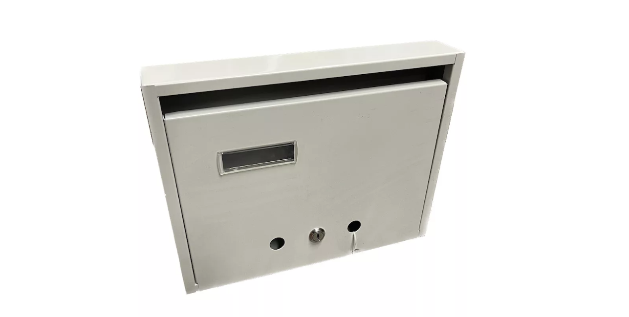 POSTALÁDA LÉPCSŐHÁZI SZÜRKE NÉVJEGYTARTÓS 35*27*6CM Felfelé Nyitható termék fő termékképe