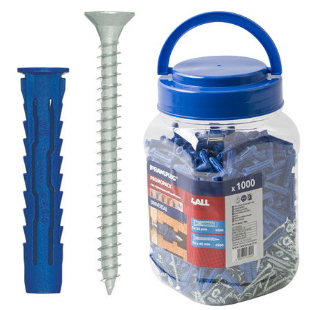 RAWLPLUG R-C11-UNOBLU Univerzális Műanyag Tipli Minden Anyaghoz 8*32 mm + Süllyesztett Fejű Csavar 4,5*40 mm  300db/doboz termék fő termékképe