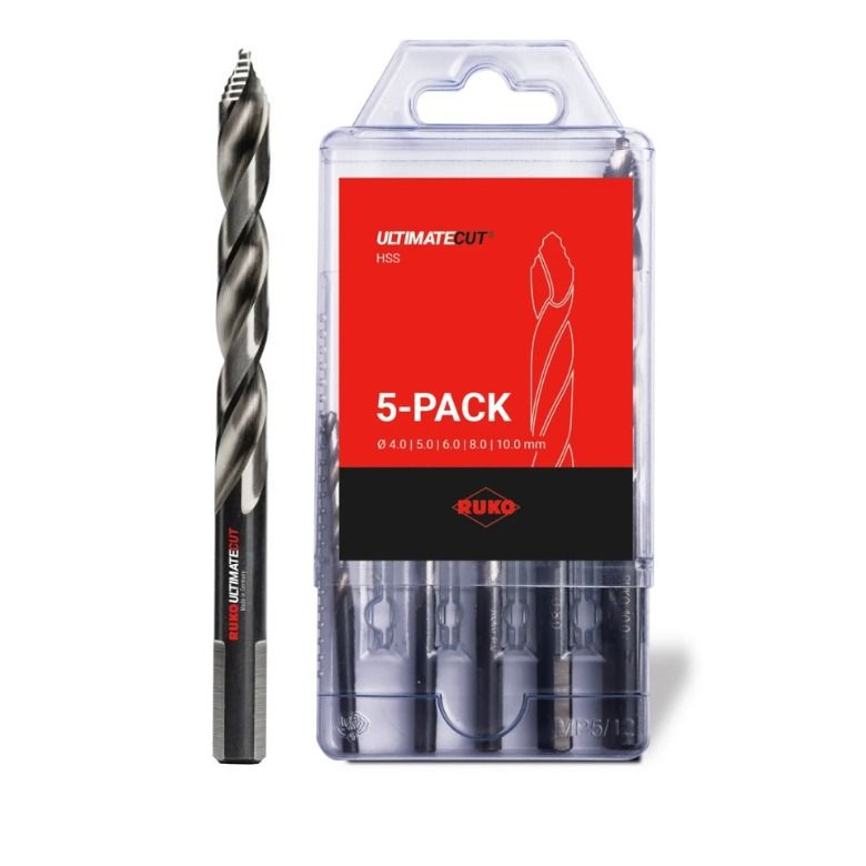 RUKO Ultimate Cut Csigafúró Készlet HSS-Co 5% 4-10 mm DIN338 Type Flewstep Lépcsőzetes Fúrócsúcs termék fő termékképe