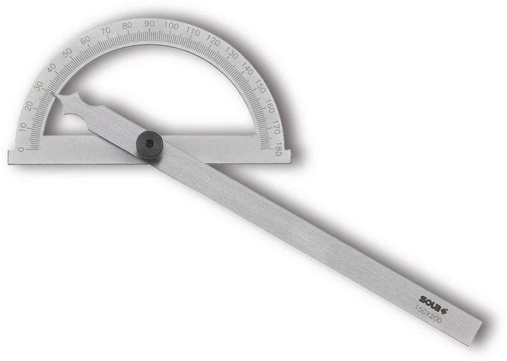 SOLA Szögmérő Íves 150*200 mm 0-180°  Állítható Acél Mart termék fő termékképe