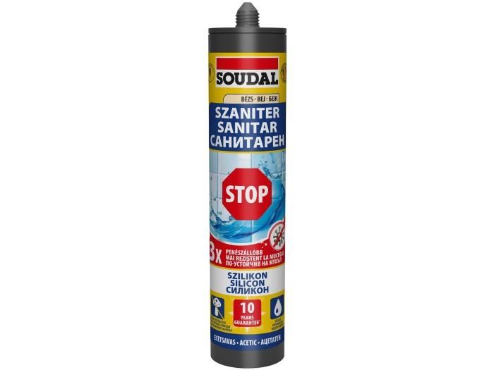 Soudal Szaniter Szilikon Sil Stop 3* Penészállóbb  Beige 280 ml Vízálló Ecetsavas termék fő termékképe