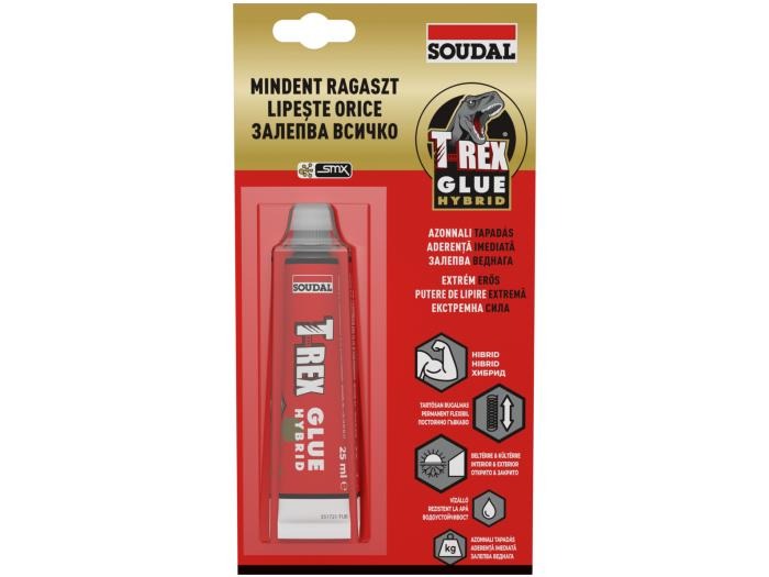 Soudal T-REX Hybrid Adhesive Glue 25 ml Bliszteres Polimer Szerelő Ragsztó termék fő termékképe