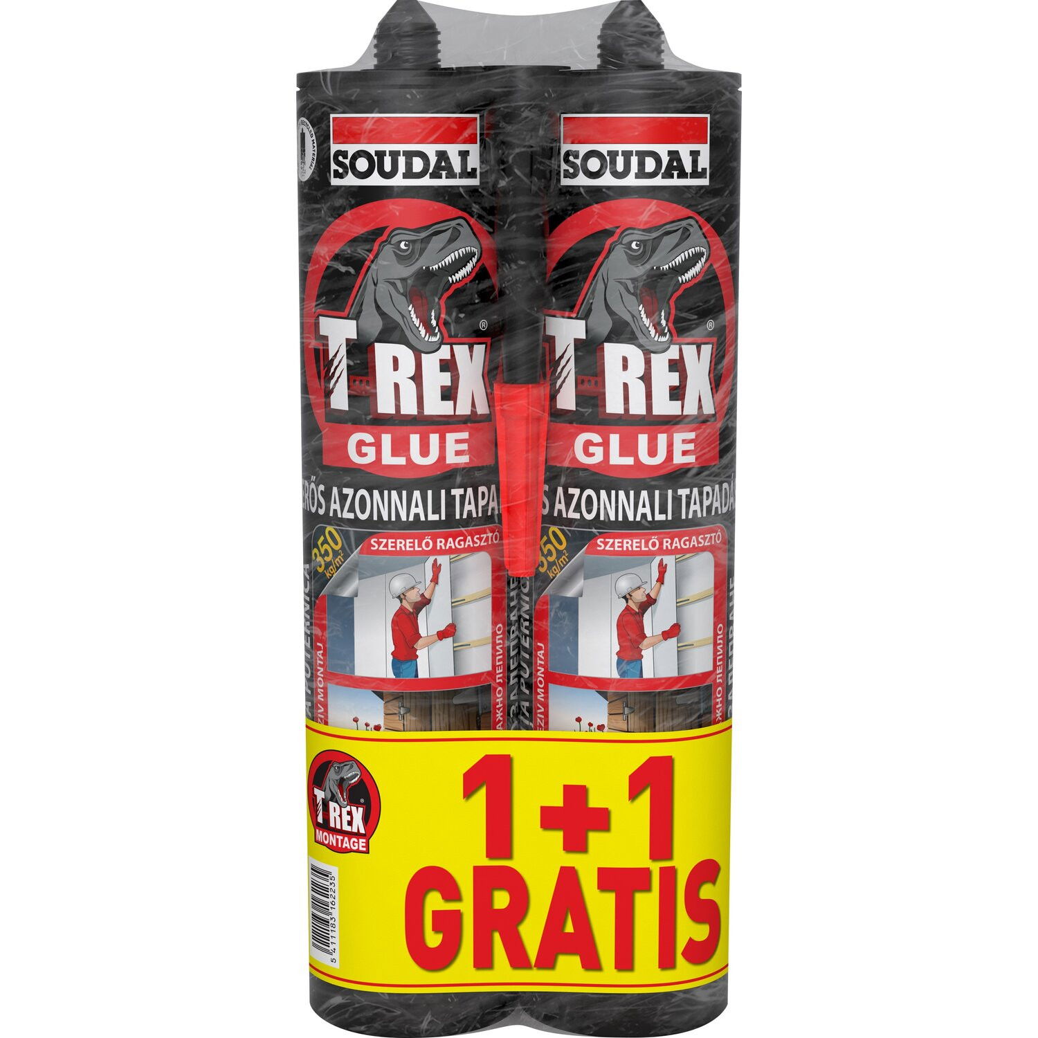 Soudal T-Rex Montage Glue Szerelő Ragasztó Piros 1+1 Gratis termék fő termékképe