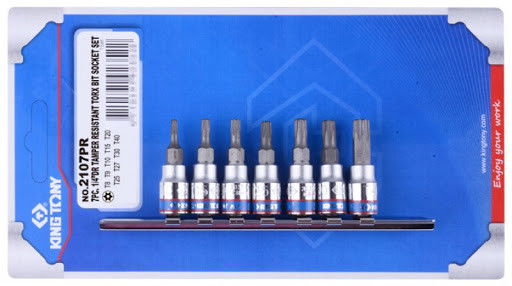 King Tony 7 részes 1/4" furatos torx bitkészlet sínen termék fő termékképe