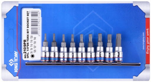 King Tony 9 részes 1/4" torx bitkészlet sínen termék fő termékképe