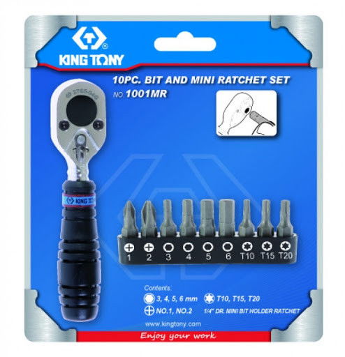 King Tony 10 részes 1/4" bit & racsni készlet termék fő termékképe