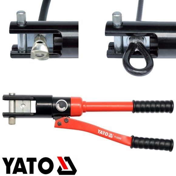 YATO Kézi Hidraulikus Préselő Fogó Szigeteletlen Sarukhoz, Drótkötelekhez  415 mm (10-120 mm2)  Acél Készlet Műanyag Kofferben termék fő termékképe