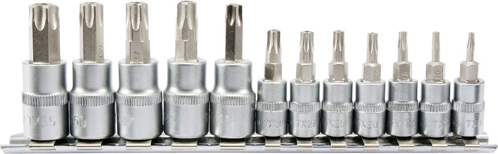 YATO Rátűzőkulcs Dugókulcs Készlet Lyukas BO Torx Bit 1/4" - 3/8"  T8-T55 12 Részes CrV termék fő termékképe